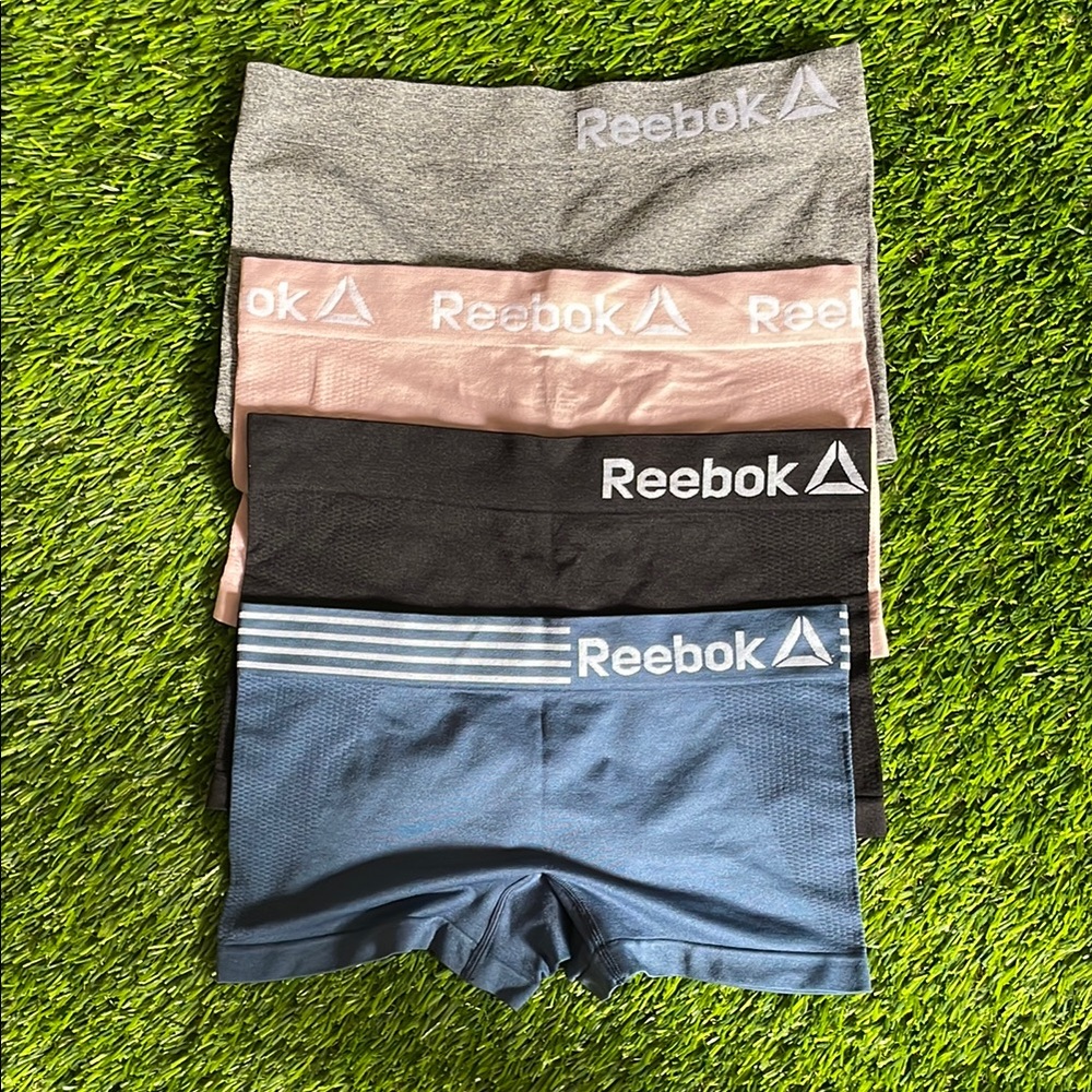 Reebok Women's Shorts in Gray, Pink, Black, and Blue
